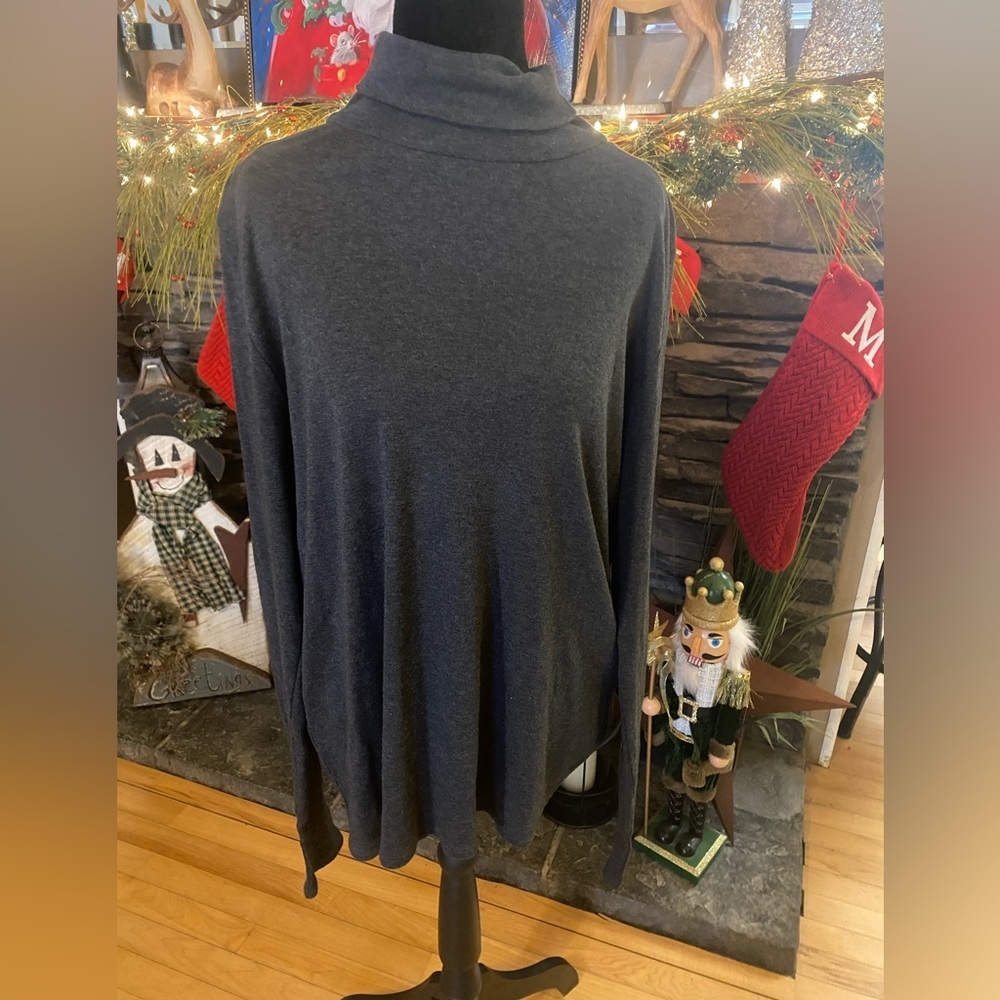 Eileen Fisher Charcoal Cozy Organic Cotton Turtleneck Size L